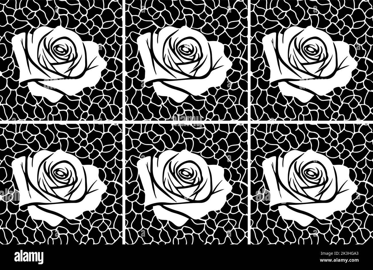 Seamless vector line art pattern made of white with black contour hand ...