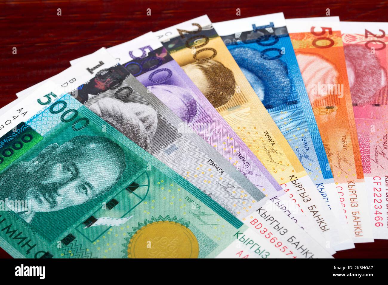 Kyrgyzstani money - som a business background Stock Photo