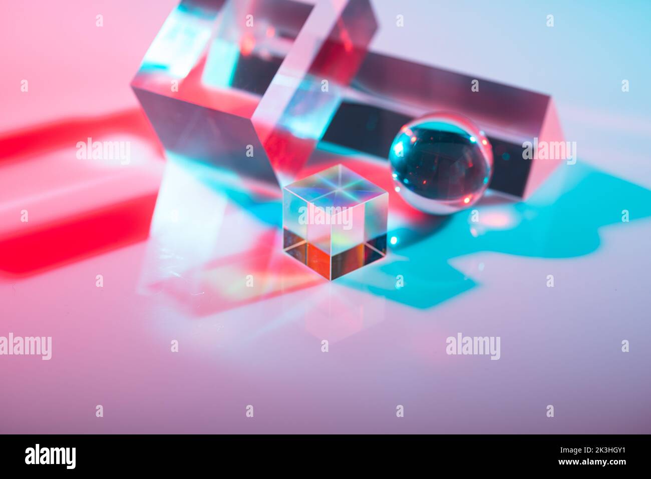 Glass crystal prism. Multicolor light effect Stock Photo