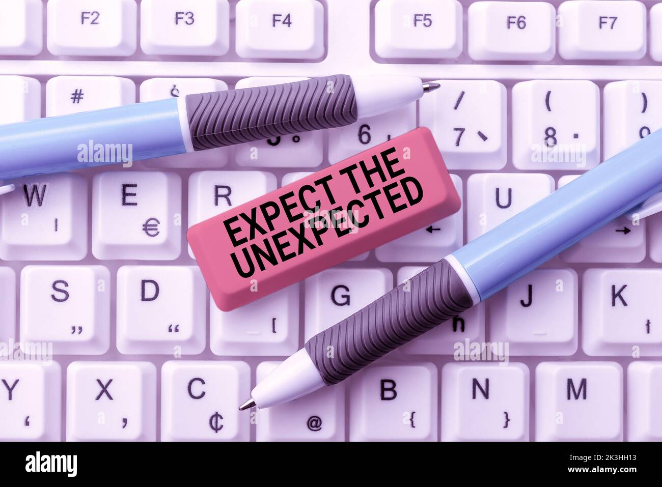 Hand writing sign Expect The Unexpected. Concept meaning Anything can