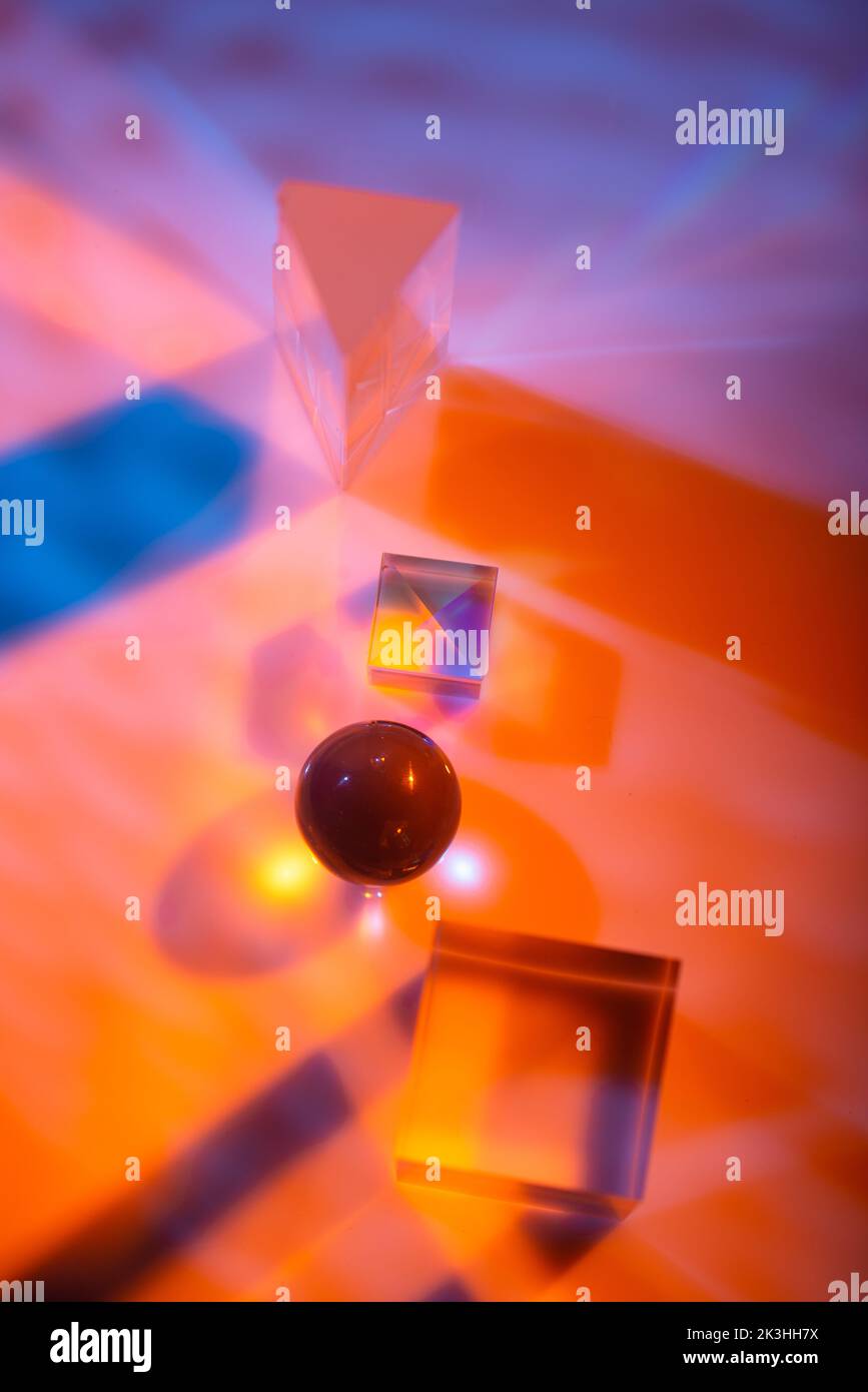 Glass crystal prism. Multicolor light effect Stock Photo Alamy
