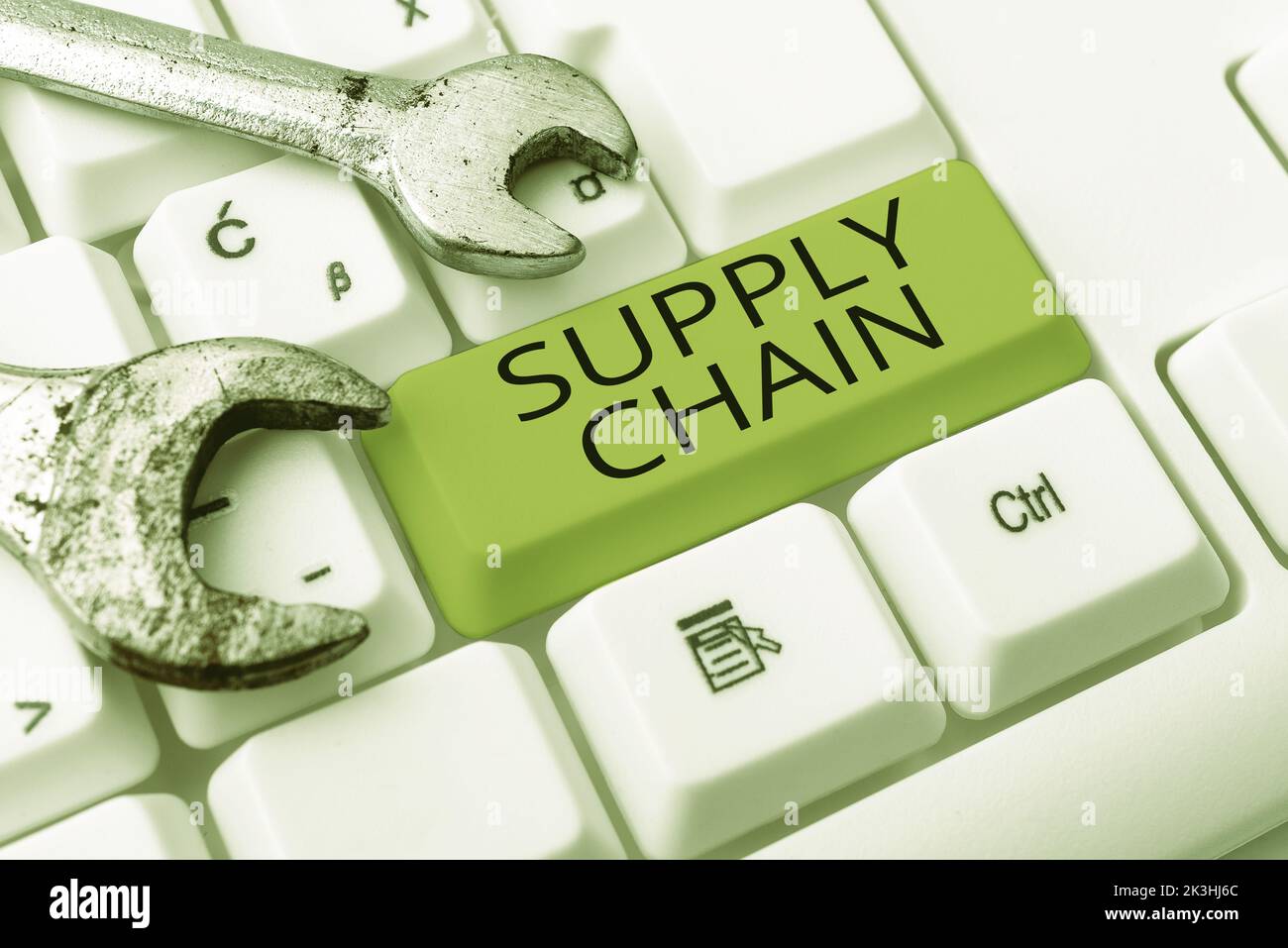 Conceptual caption Supply Chain. Business showcase System of ...