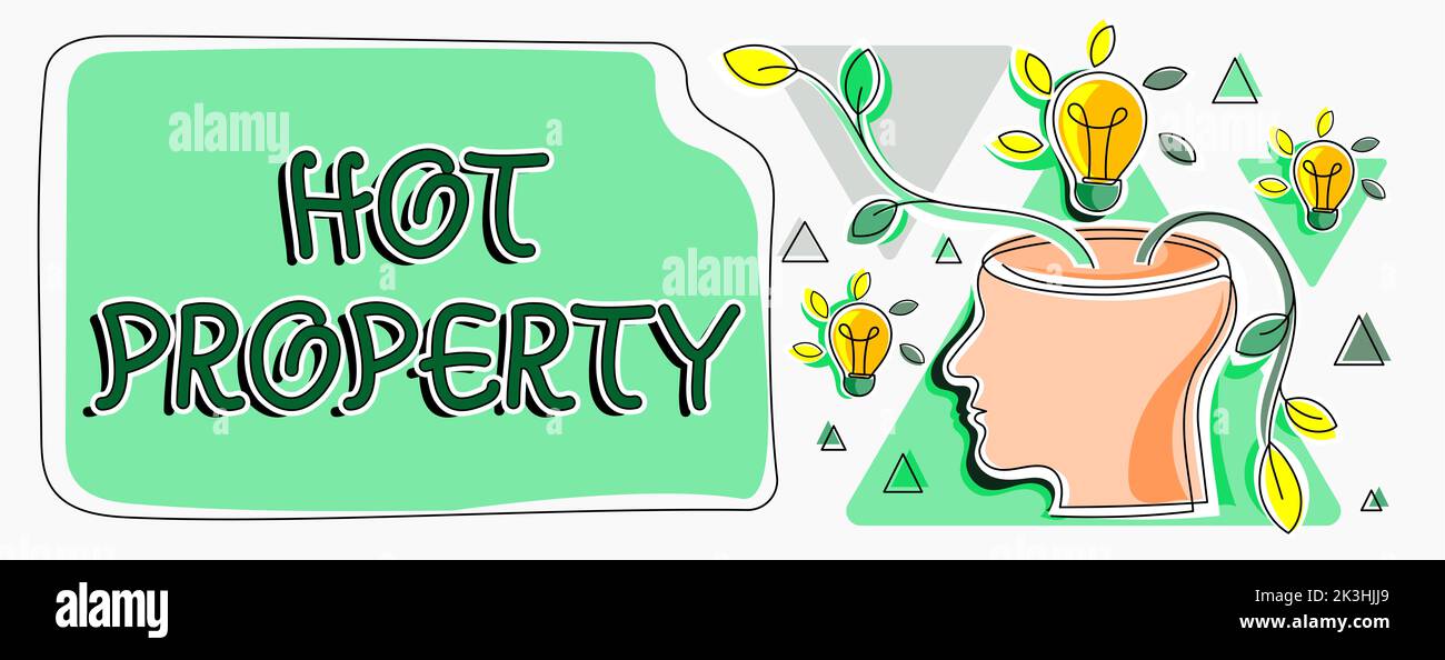 Hand writing sign Hot Property. Concept meaning Something which is sought after or is Heavily