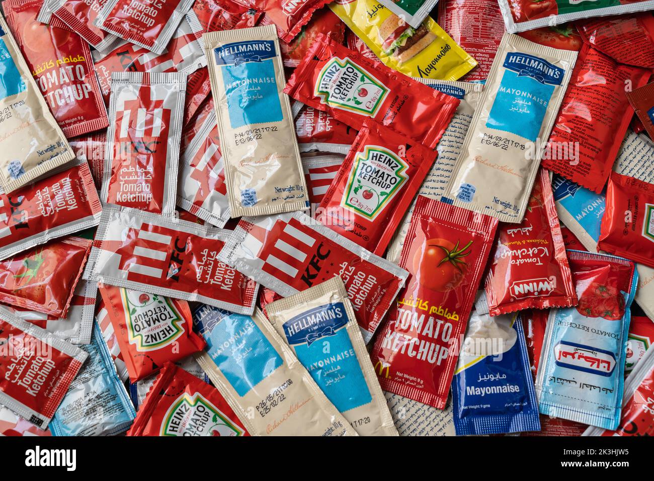 Doha, Qatar September 27, 2022 Various brands of tomato ketchup and