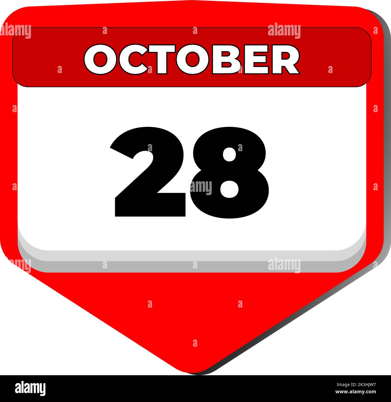 28 October vector icon calendar day. 28 date of October. Twenty eighth day of October. 28th date number. 28 day calendar. Twenty eight date. Emirati Stock Vector