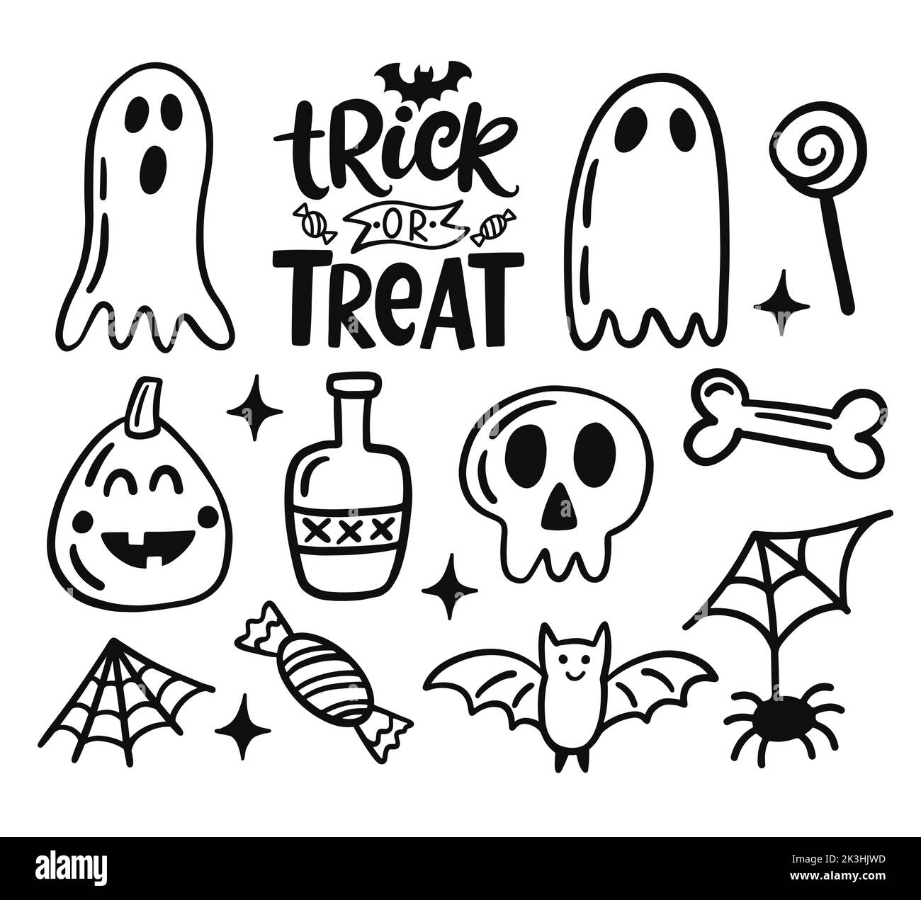 Halloween doodle elements set Stock Vector Image & Art - Alamy