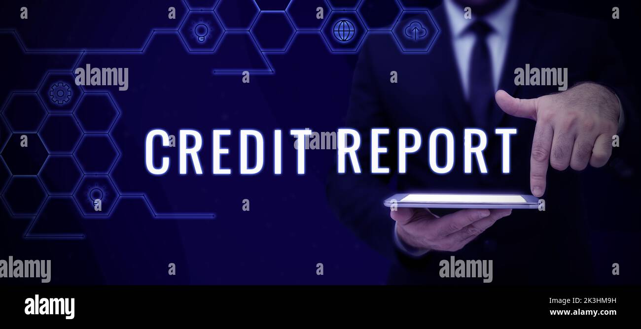 Handwriting text Credit Report. Concept meaning Borrowing Rap Sheet