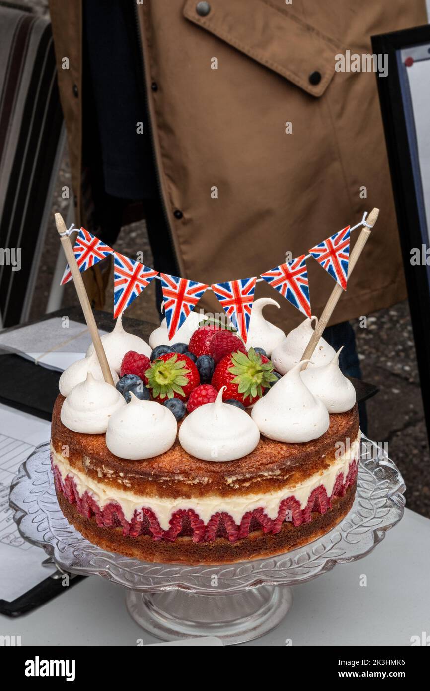 As part of the Platinum Jubilee celebrations the Gwydir St street party had a cake competition. Stock Photo