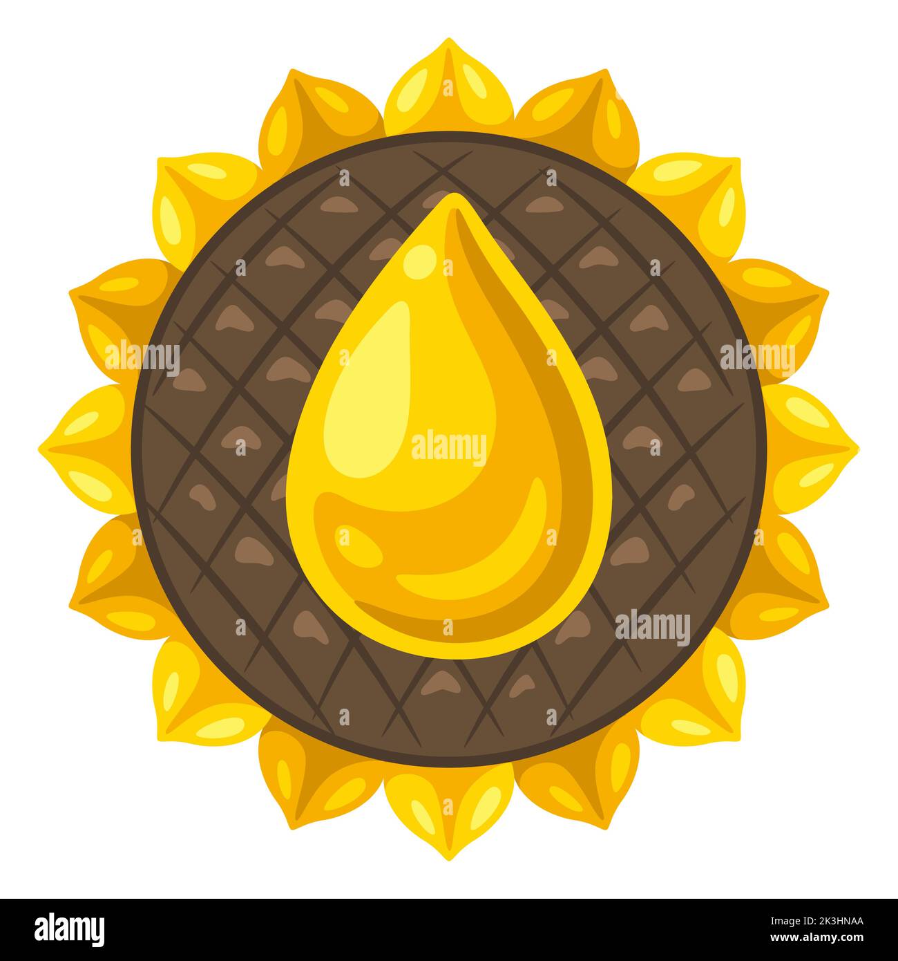 Illustration of sunflower oil label. Image for culinary and agriculture