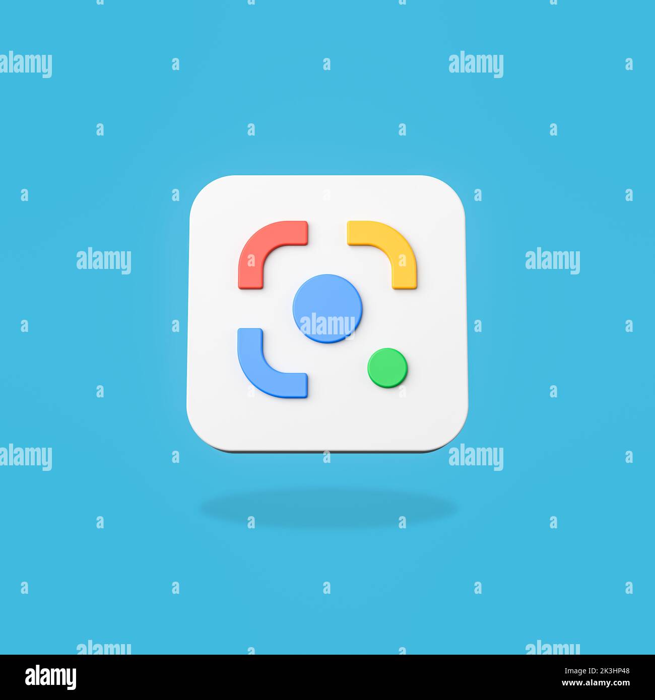 Google Lens App Icon Shape Isolated on Flat Blue Background with Shadow 3D Illustration Stock Photo