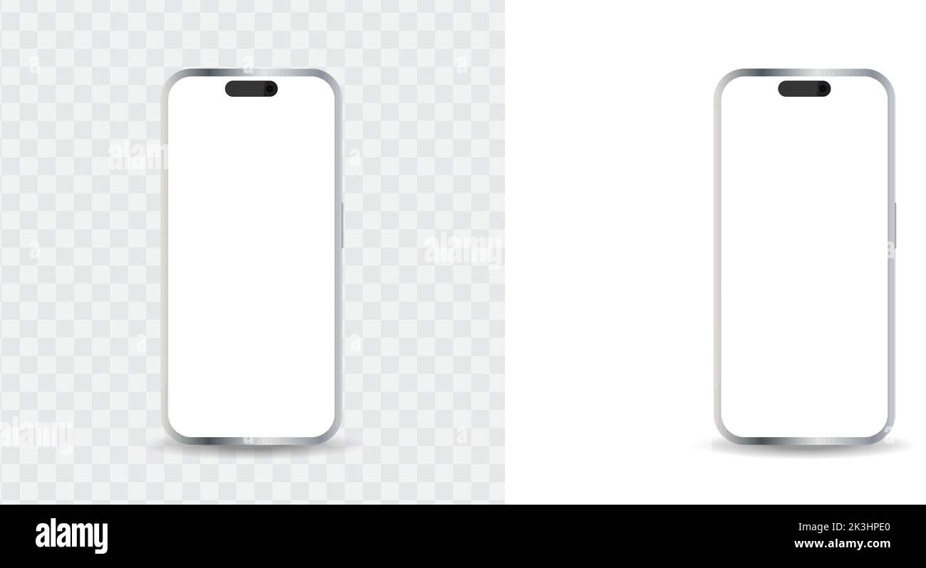 Modern smartphone device mockup isolated on white background Stock ...