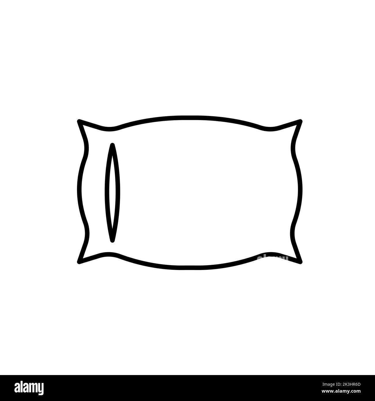 Pillowcase thin outline vector black icon. EPS 10. Bed linen illustration symbol. Home textile sign. Domestic interior.. Pillow case logo on white.... Stock Photo