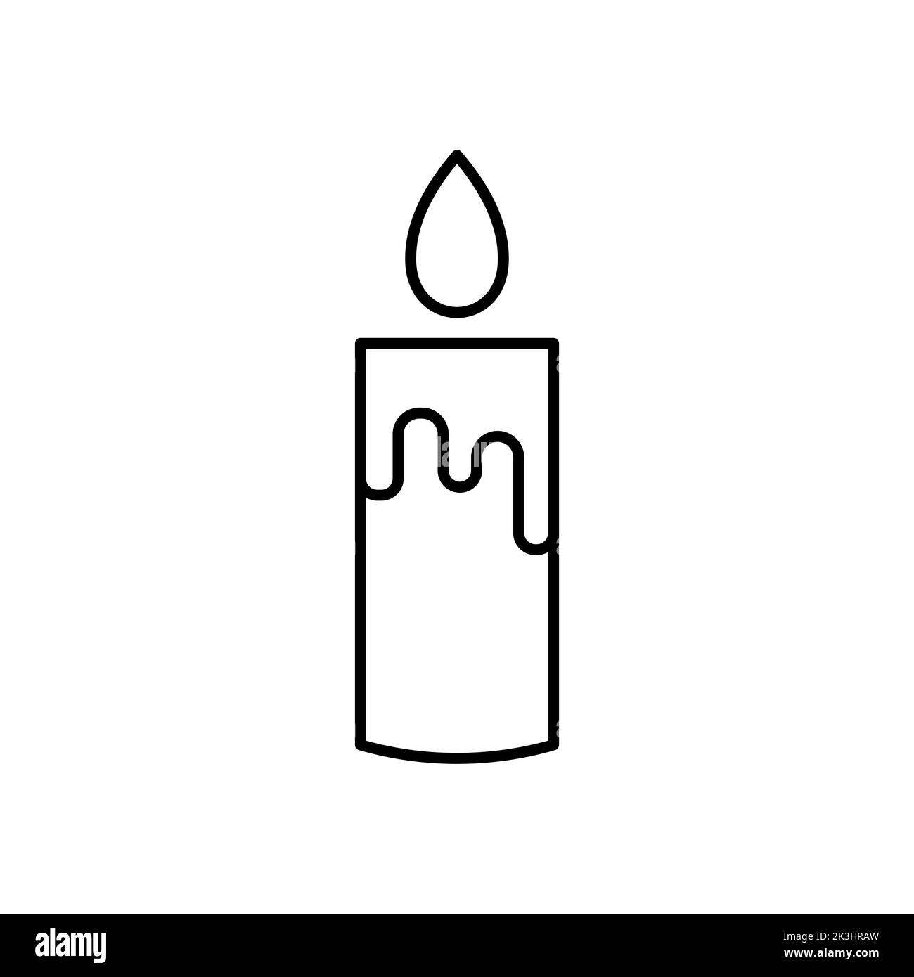 Outline simple burning candle vector icon. EPS 10. Candles light burn