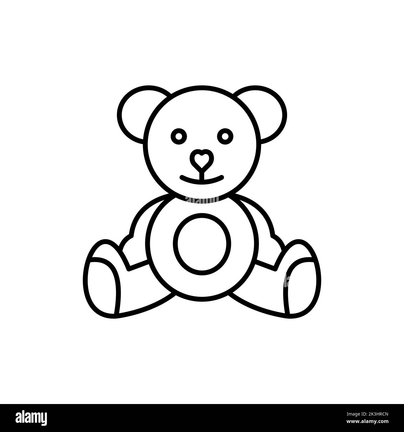 Simple teddy bear vector outline icon. EPS 10..... Birthday and party collection. For apps and web.. Bear children toy.. Promo template, soft toy..... Stock Photo
