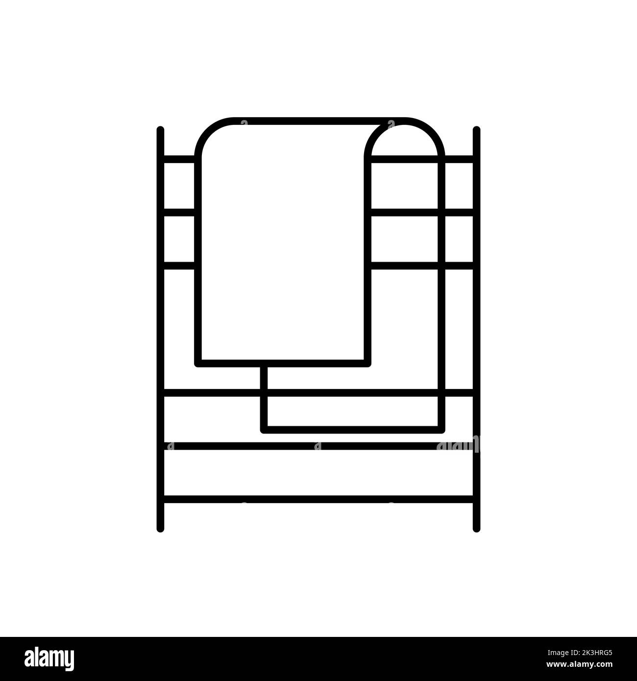 Heated towel outline vector black icon. EPS 10.... Towel dryer for bathroom sign. Modern interior... Equipment for home. Heater rack electric radiator Stock Photo