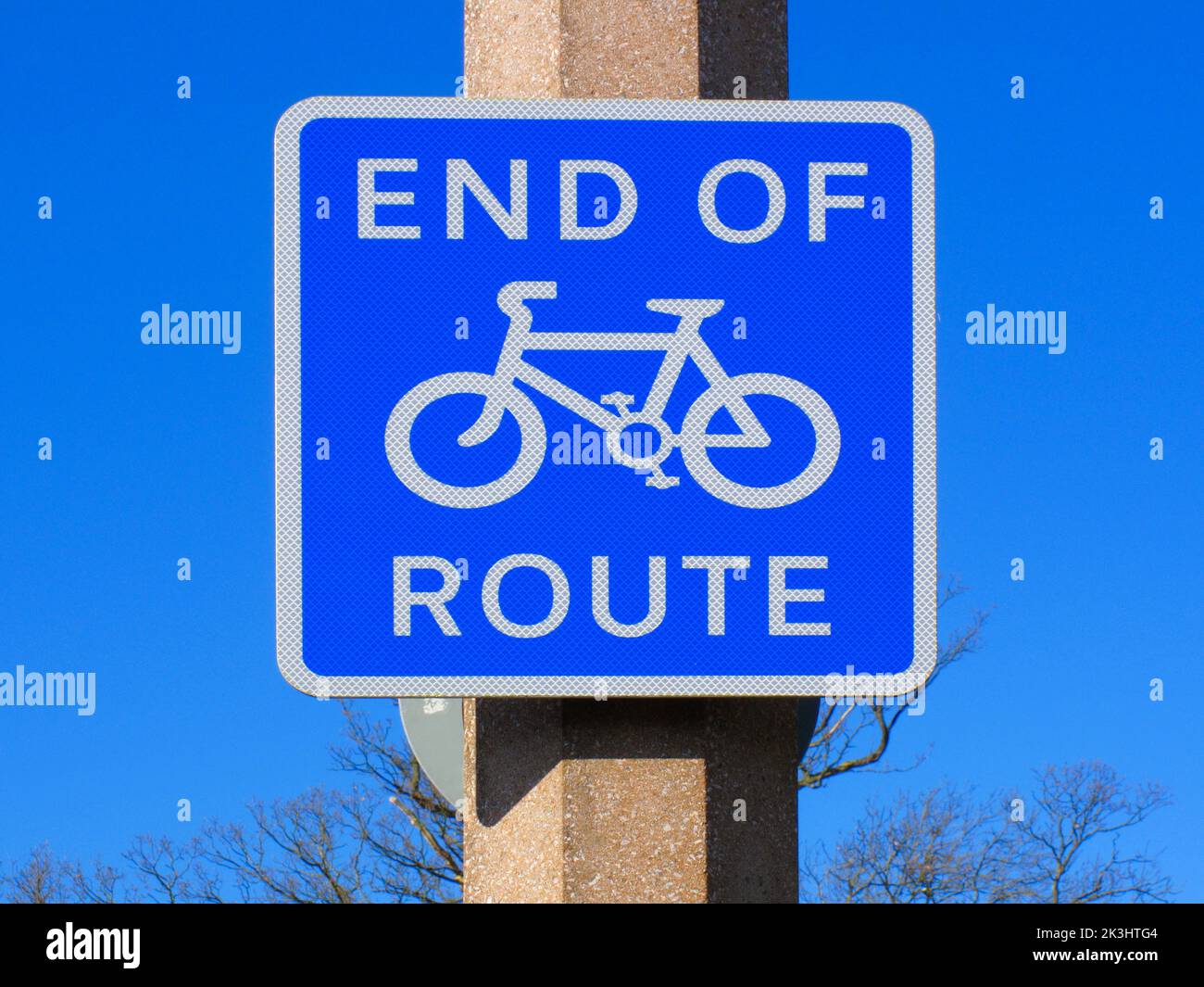 end of cycle route road signs in burgess hill west sussex Stock Photo