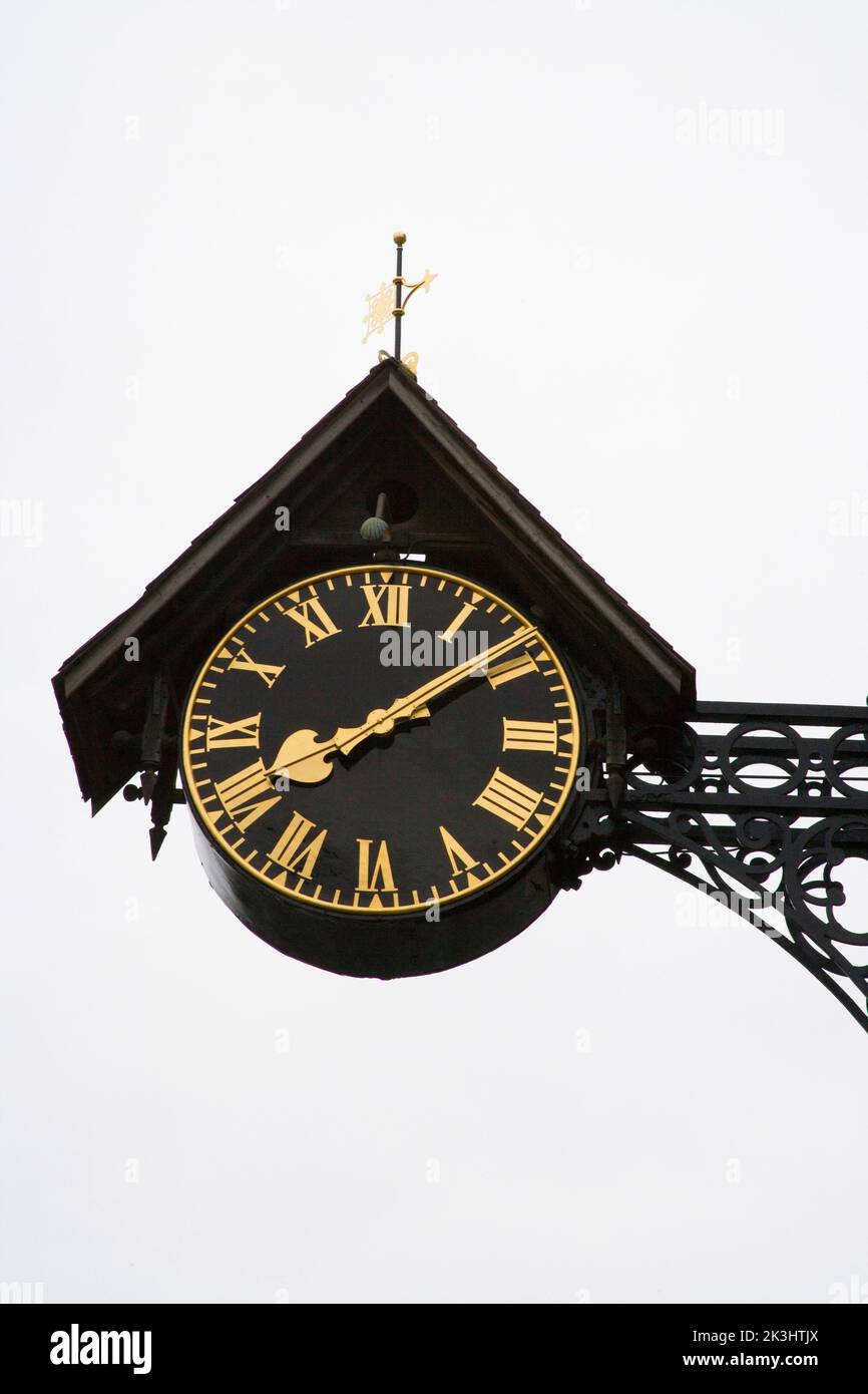 the clock hanging out over the road in lewes east sussex Stock Photo