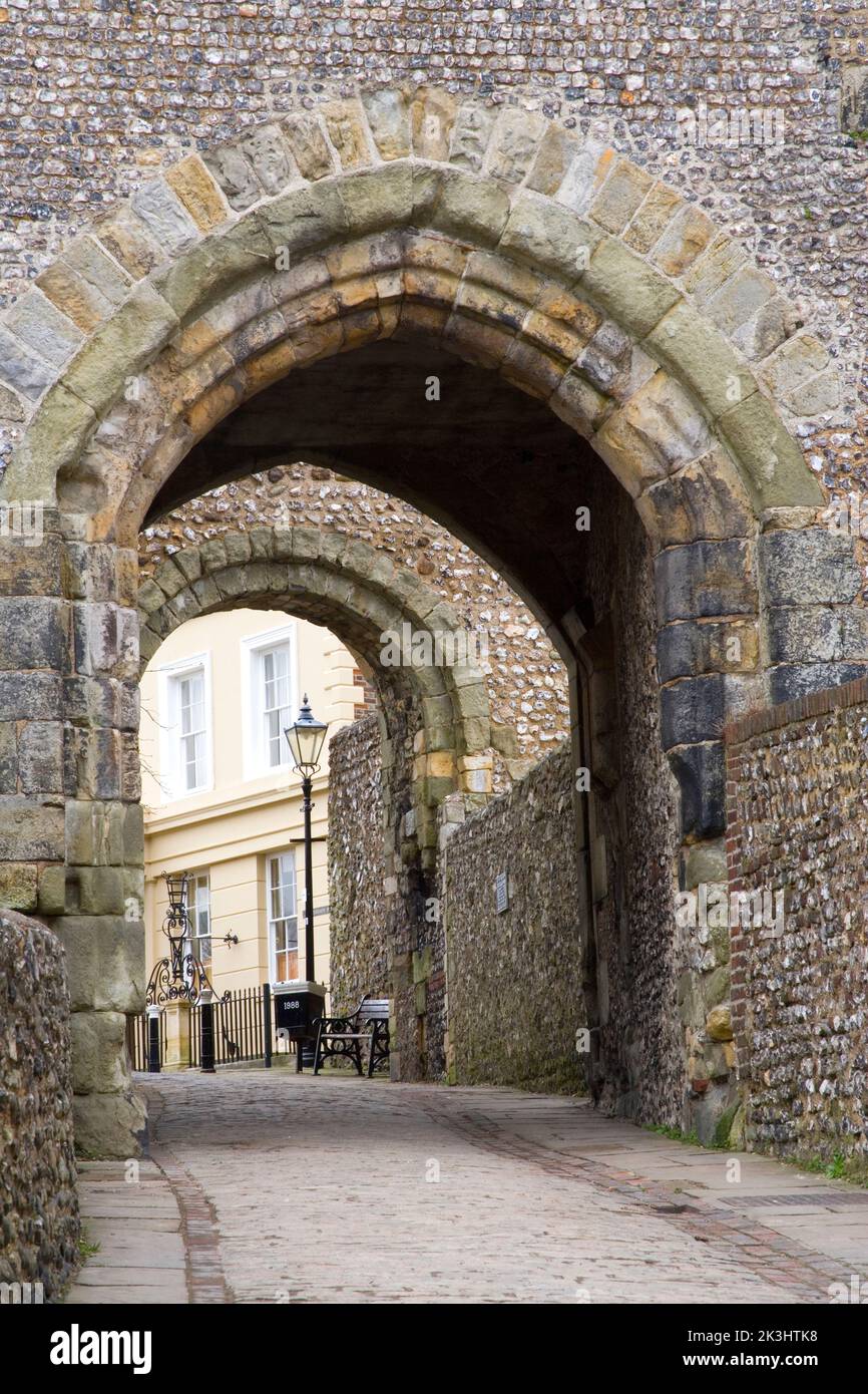 curved archway entrance to lewes castle east sussex Stock Photo