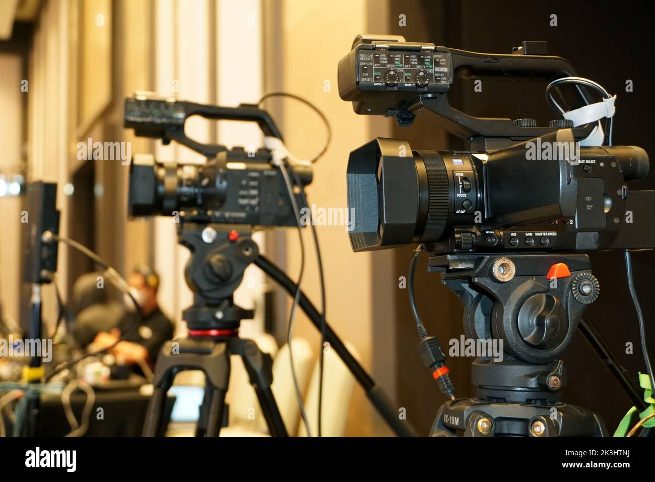 broadcast camera for capturing video documentation event Stock Photo