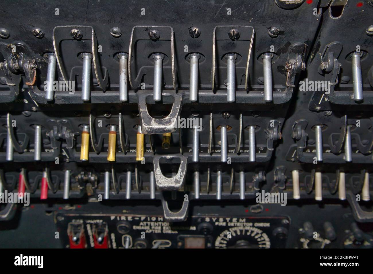 control panel knobs and buttons in Mil Mi-8 helicopter Stock Photo