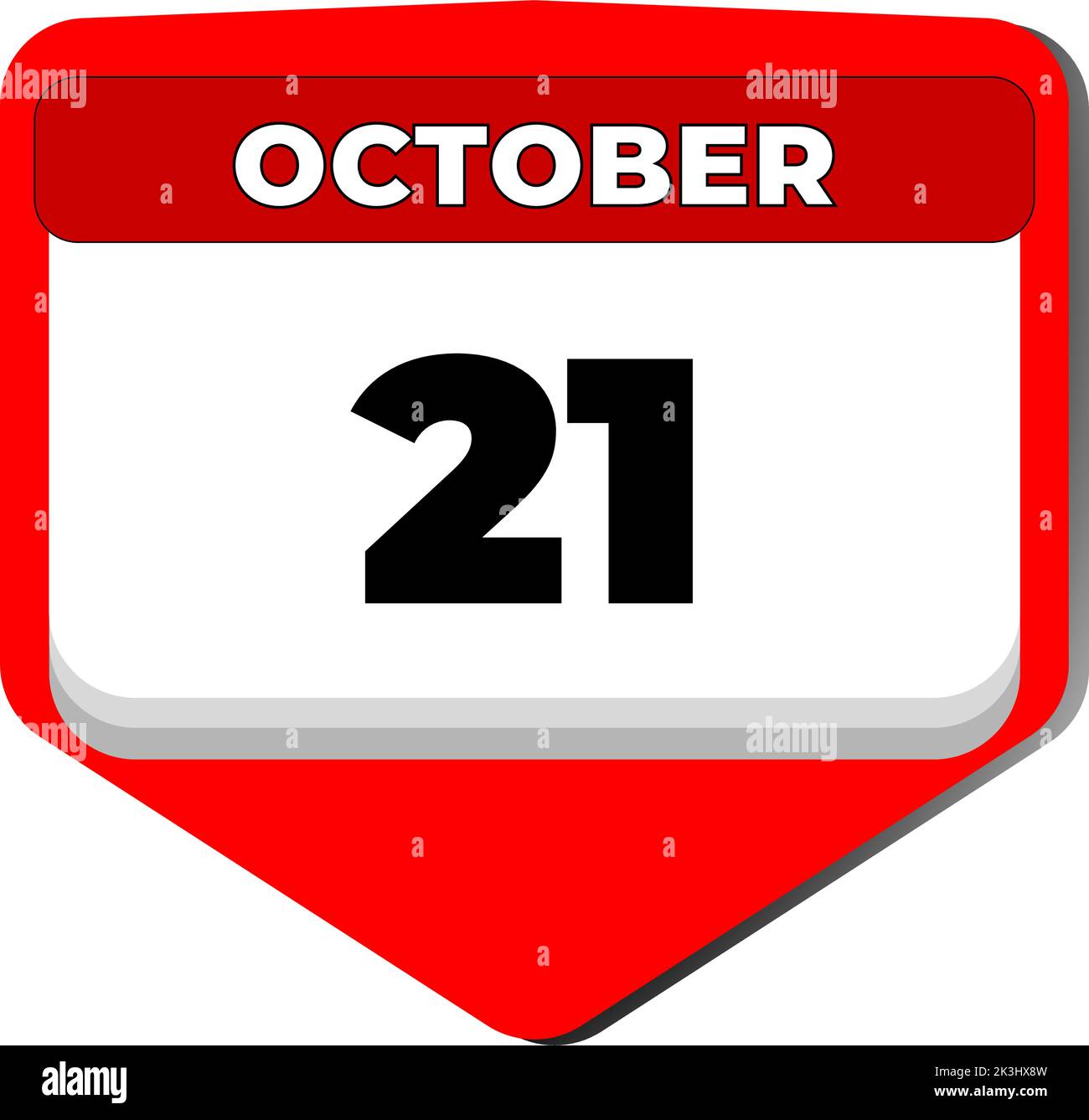 21 October vector icon calendar day. 21 date of October. Twenty first day of October. 21th date number. 21 day calendar. Twenty one date. World Senior Stock Vector