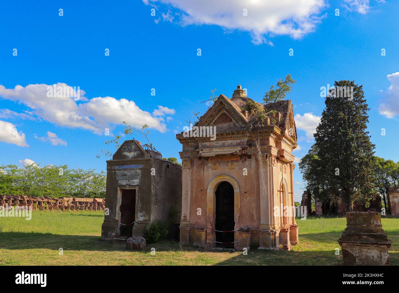 Old vaults of abandoned cemetery in San Andres de Giles Stock Photo