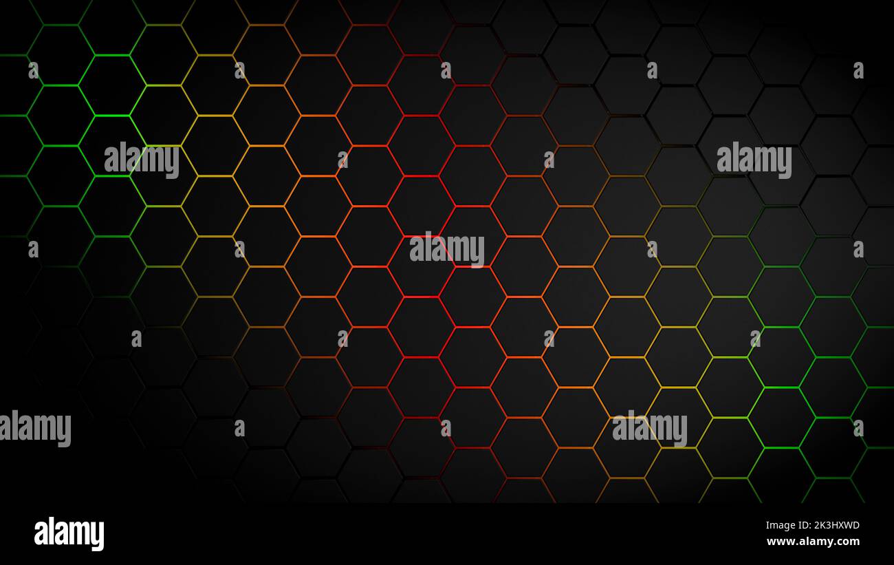 3d hexagon black background. Technology abstract geometry dark backdrop ...