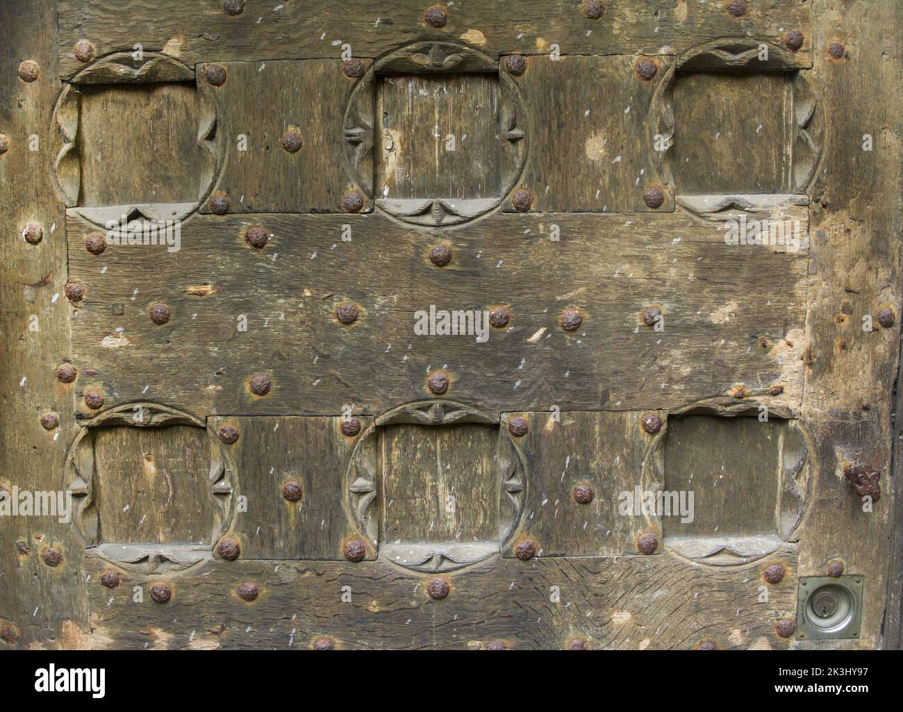 Wooden door with ancient square patten. Wood carving technic Stock ...