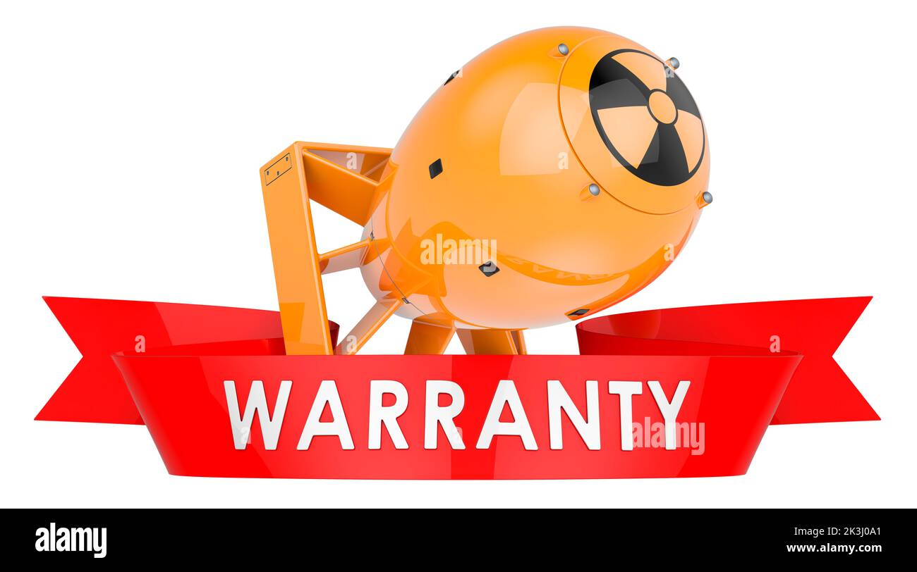 Atomic bomb warranty concept, 3D rendering isolated on white background Stock Photo