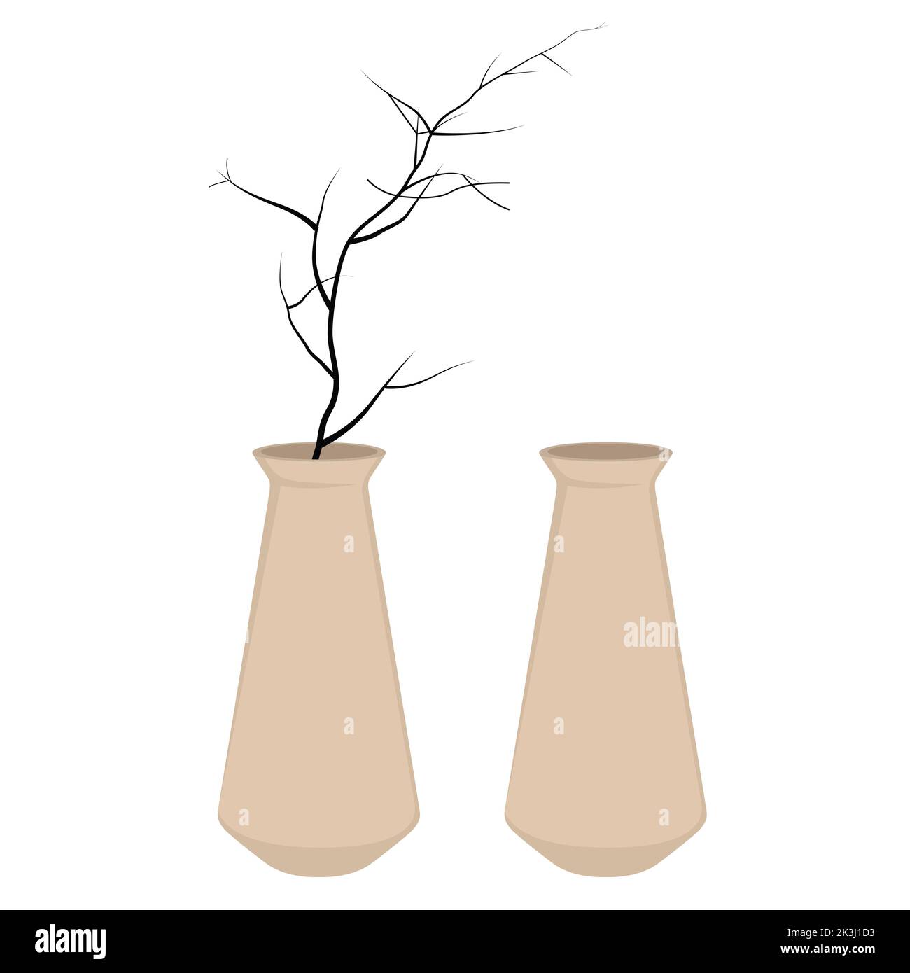 Beautiful vase, Modern ceramic vases isolated on white background Stock Vector
