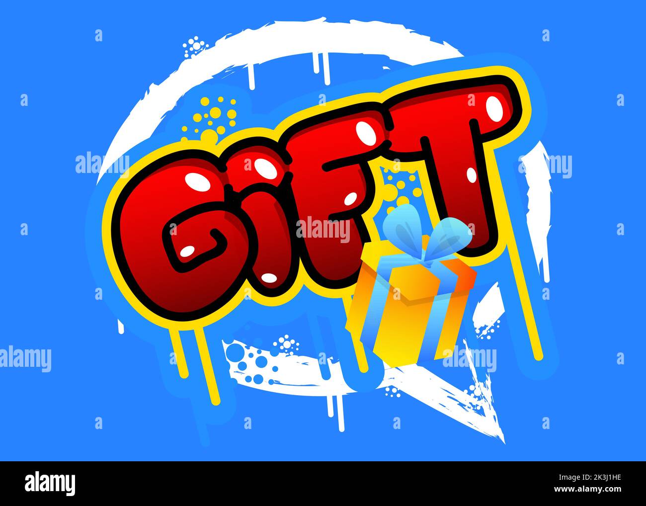 Gift. Graffiti tag. Abstract modern street art decoration performed in