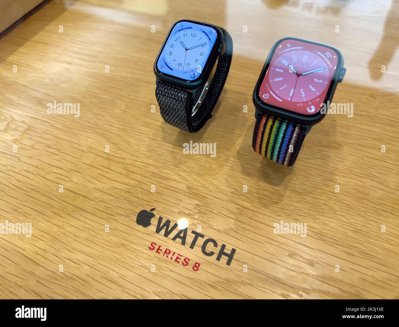 Paris, France Sep 16, 2022 Apple store featuring new Apple Watch