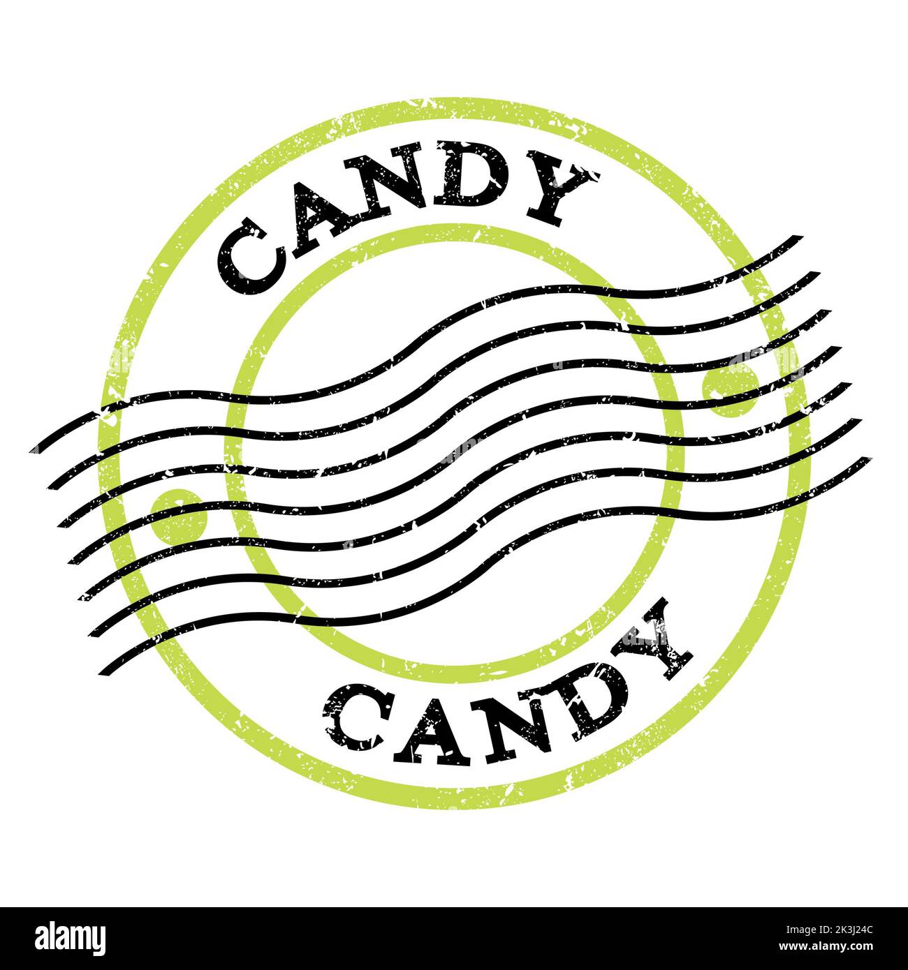 CANDY, text written on green-black grungy postal stamp. Stock Photo