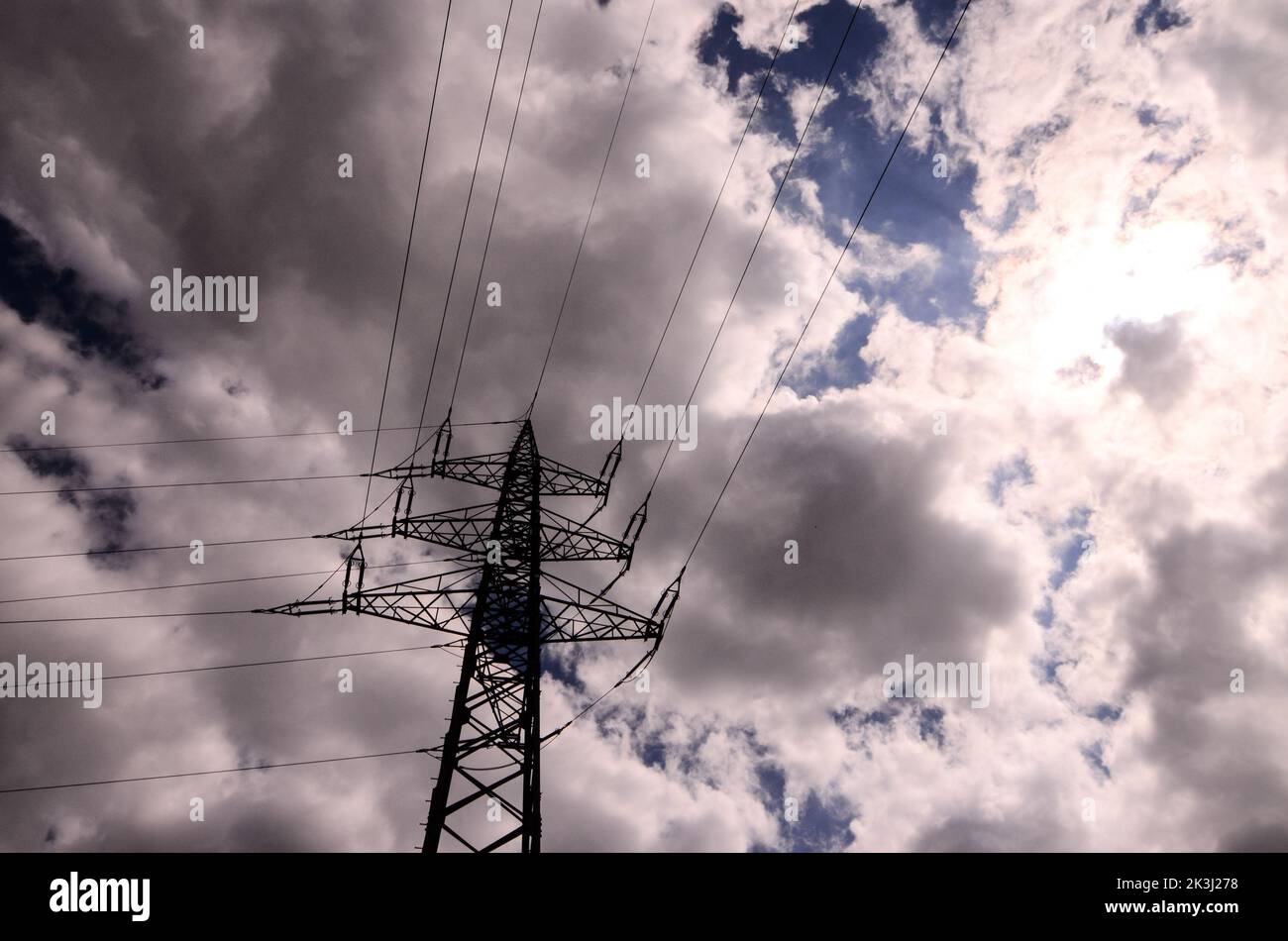 High Voltage Electric Transmission Tower Energy Pylon Stock Photo