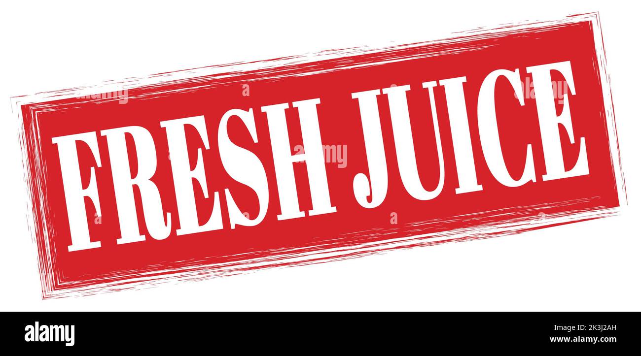 FRESH JUICE text written on red rectangle stamp sign. Stock Photo