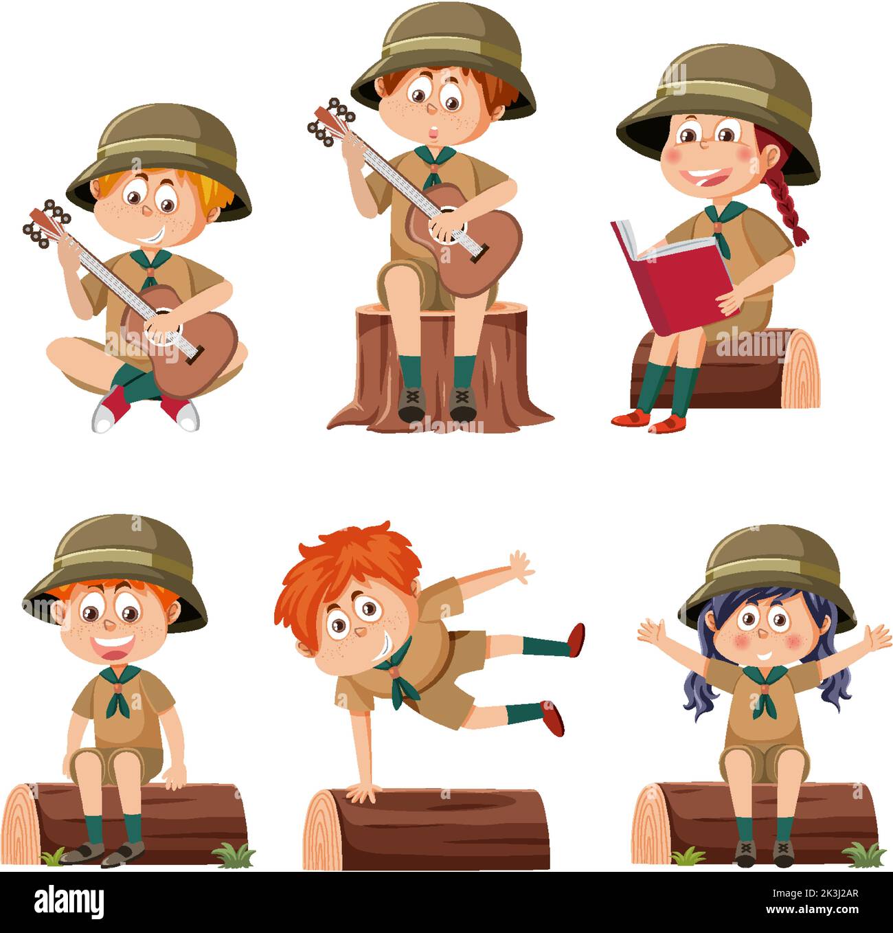 Children in camping outfit illustration Stock Vector Image & Art - Alamy