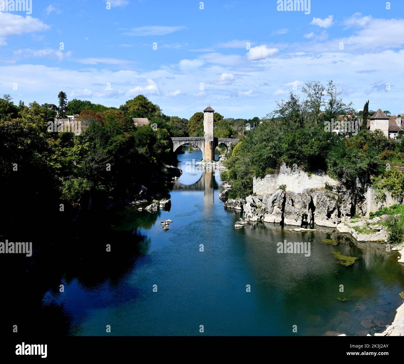 The old Roman bridge Orthez, France Stock Photo