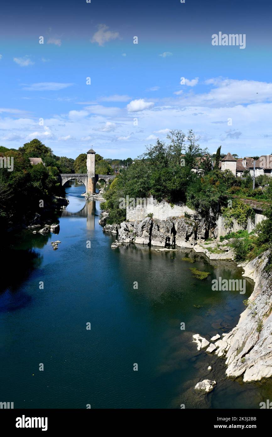 The old Roman bridge Orthez, France Stock Photo