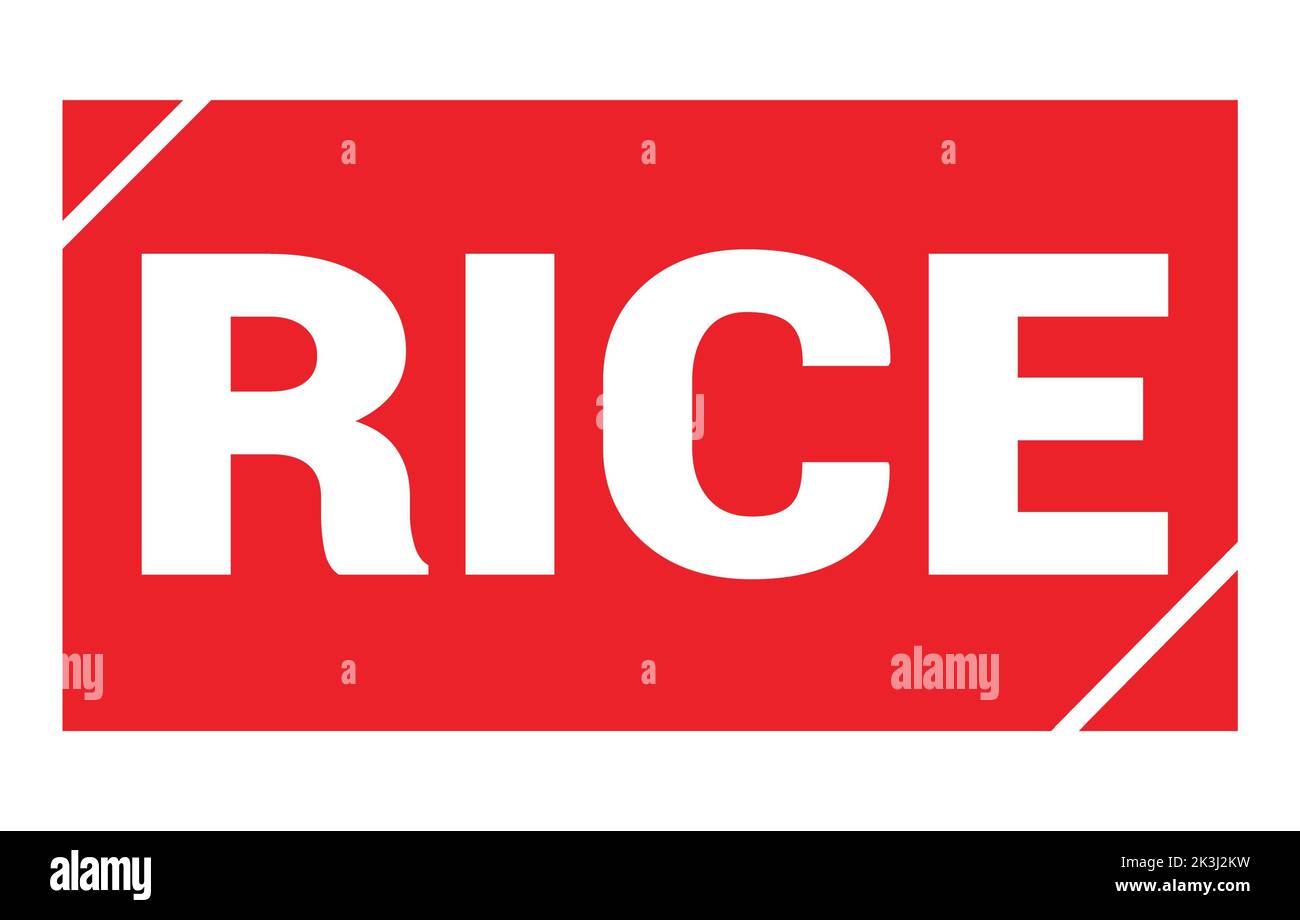 RICE text written on red rectangle stamp sign. Stock Photo