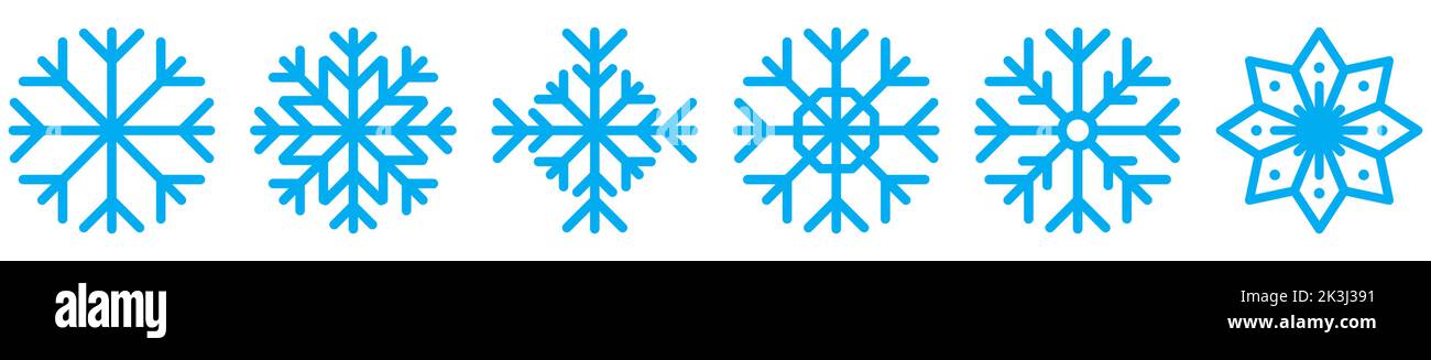 Snowflakes blue icon set. Vector illustration isolated on white background Stock Vector