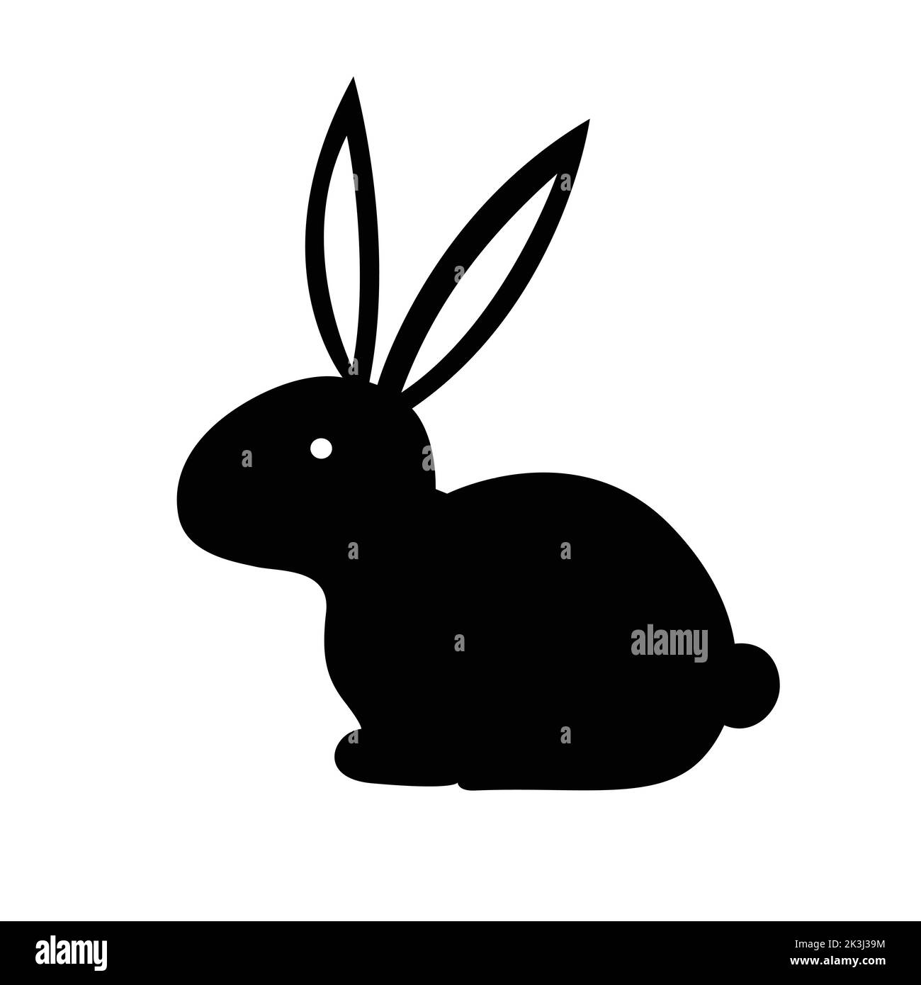 Black Rabbit Silhouette isolated on a White Background Stock Vector ...
