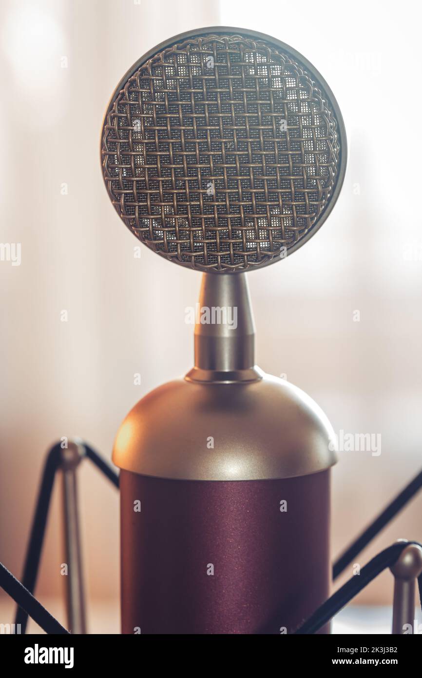Professional microphone for sound recording, macro photography Stock ...