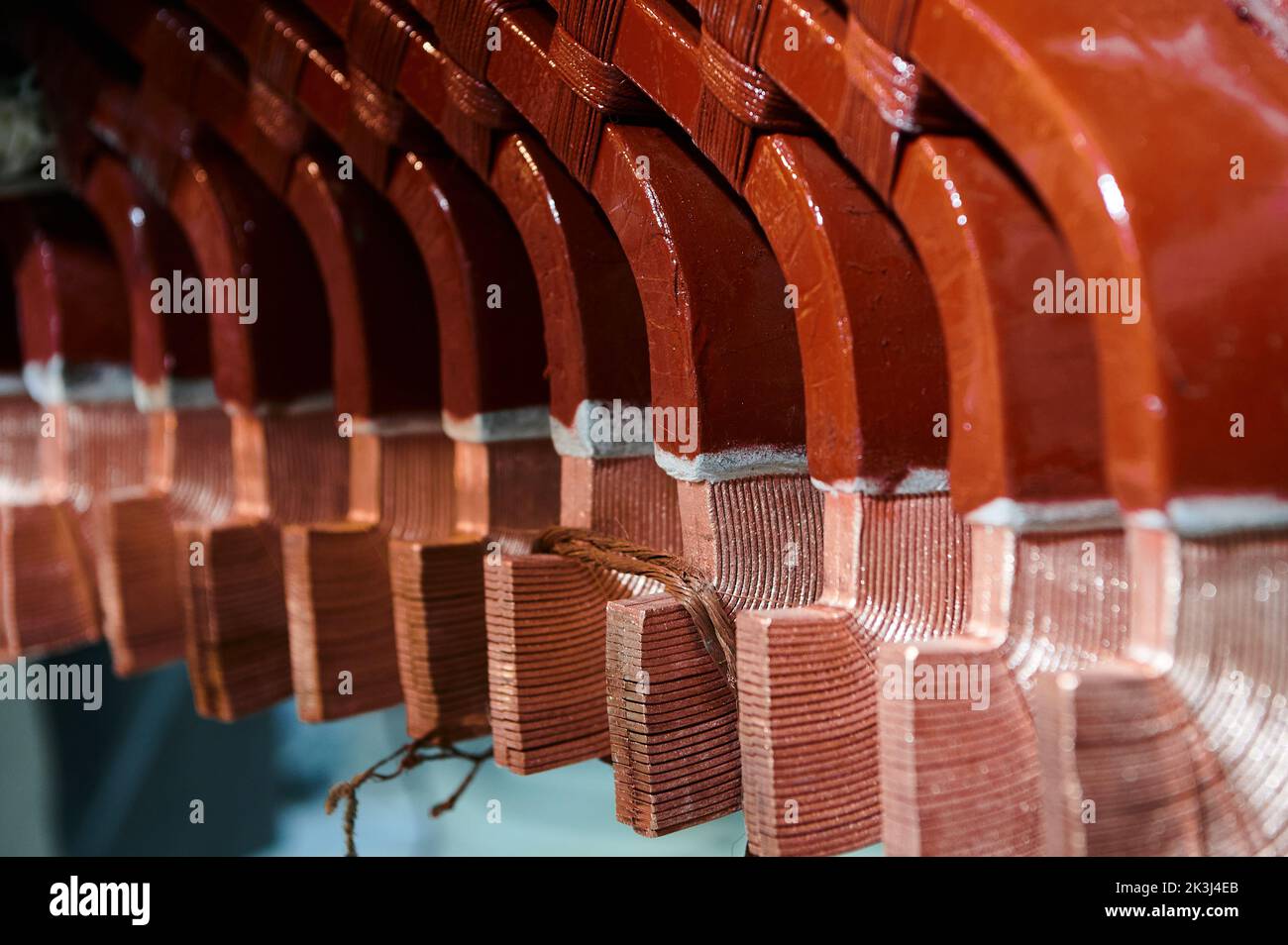 Group of colorful metal details of electric motor at plant Stock Photo ...
