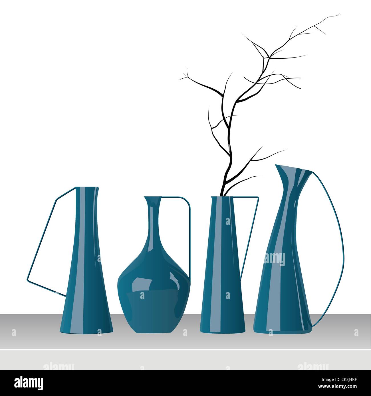 Beautiful vase, Modern ceramic vases isolated on white background Stock