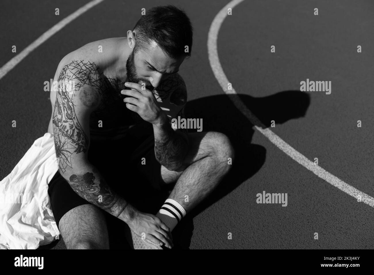 Active young man jogging Black and White Stock Photos & Images - Alamy