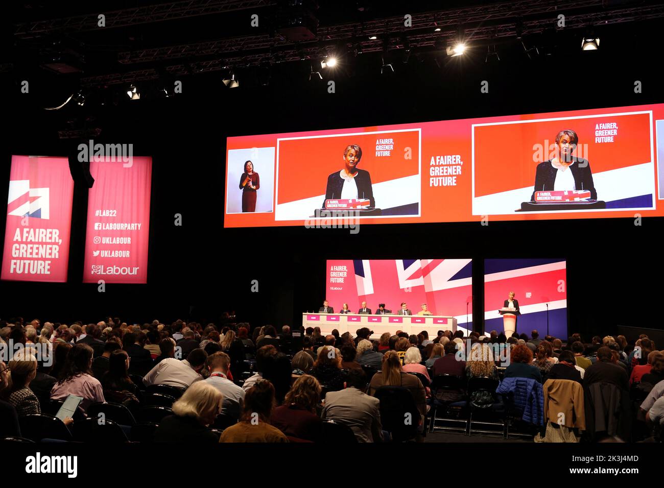 Shadow Home Secretary Yvette Cooper speaks at Britain's Labour Party annual conference in Liverpool, Britain, September 27, 2022. REUTERS/Phil Noble Stock Photo