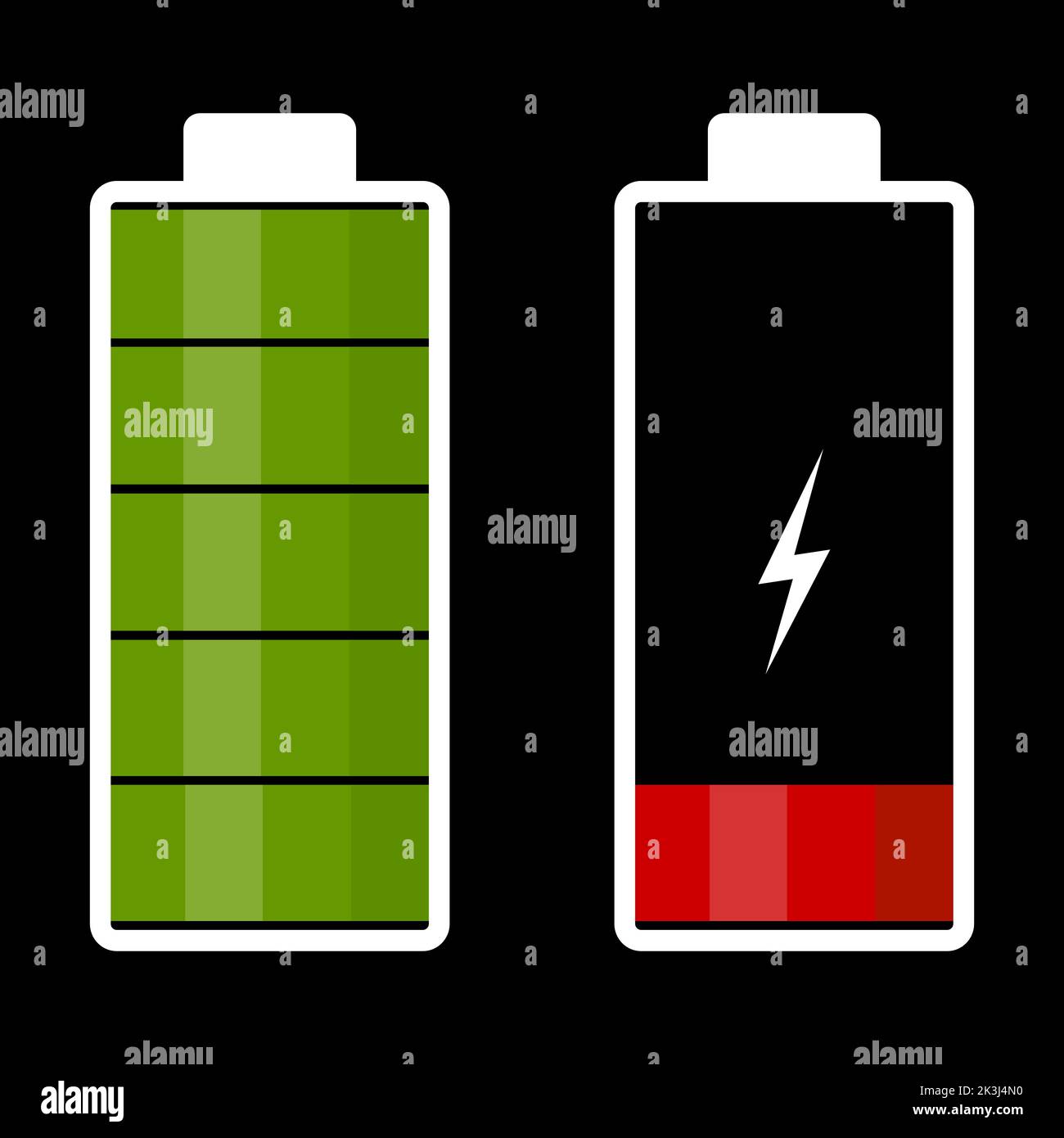 Illustration comparing full and low battery. Vector image Stock Vector ...