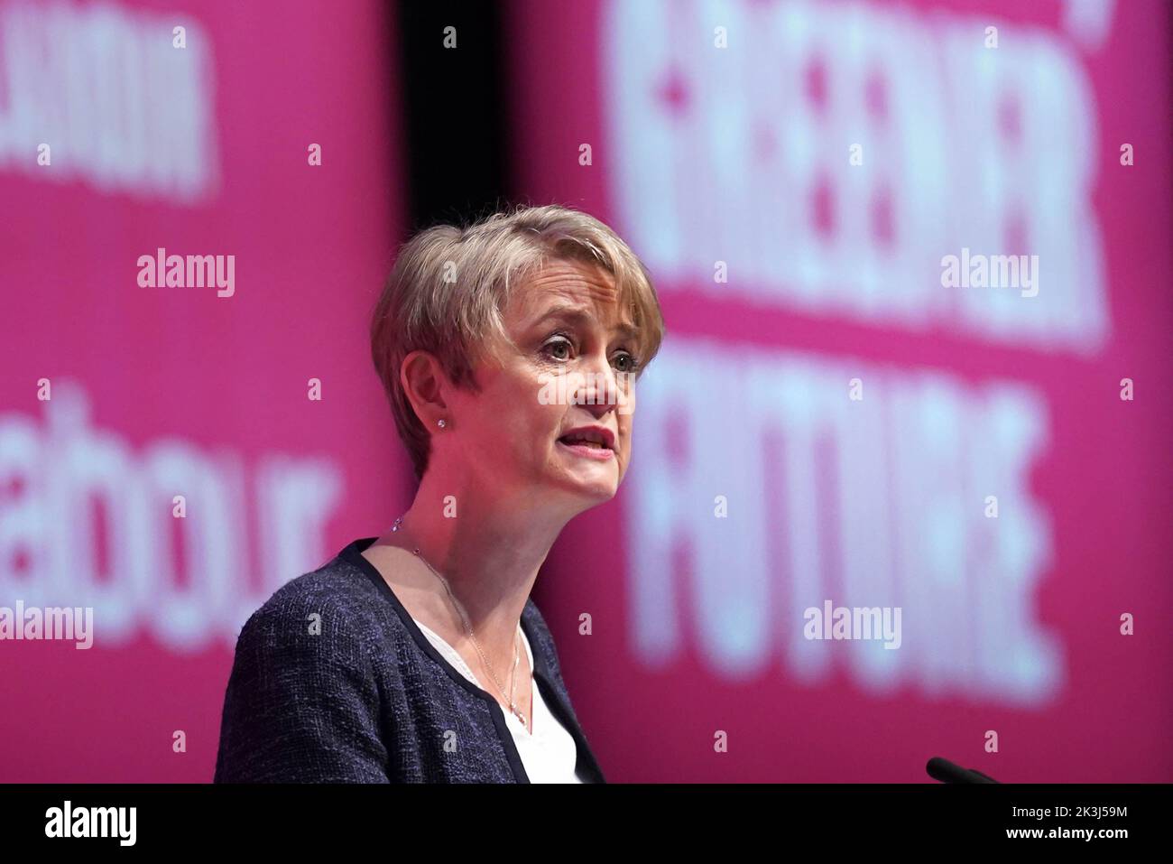 Shadow home secretary Yvette Cooper speaking during the Labour Party Conference at the ACC Liverpool. Picture date: Tuesday September 27, 2022. Stock Photo