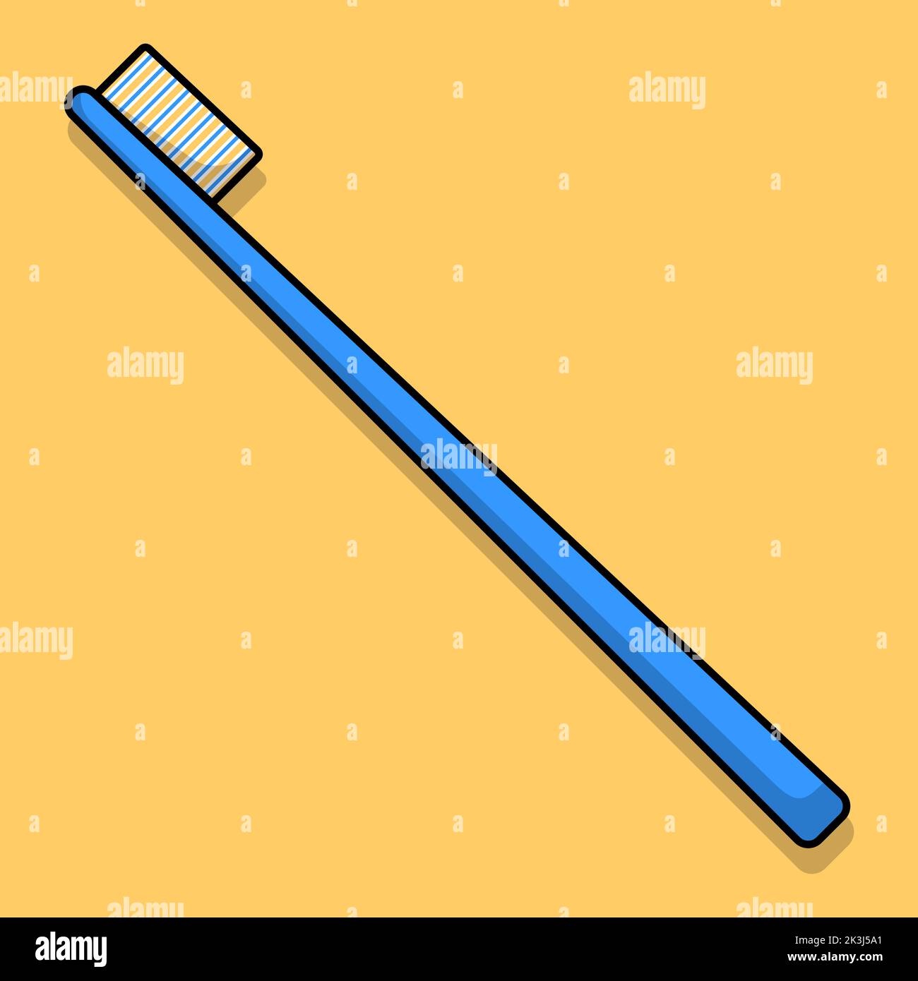 Cartoon flat illustration of a blue toothbrush. Vector illustration. Stock Vector