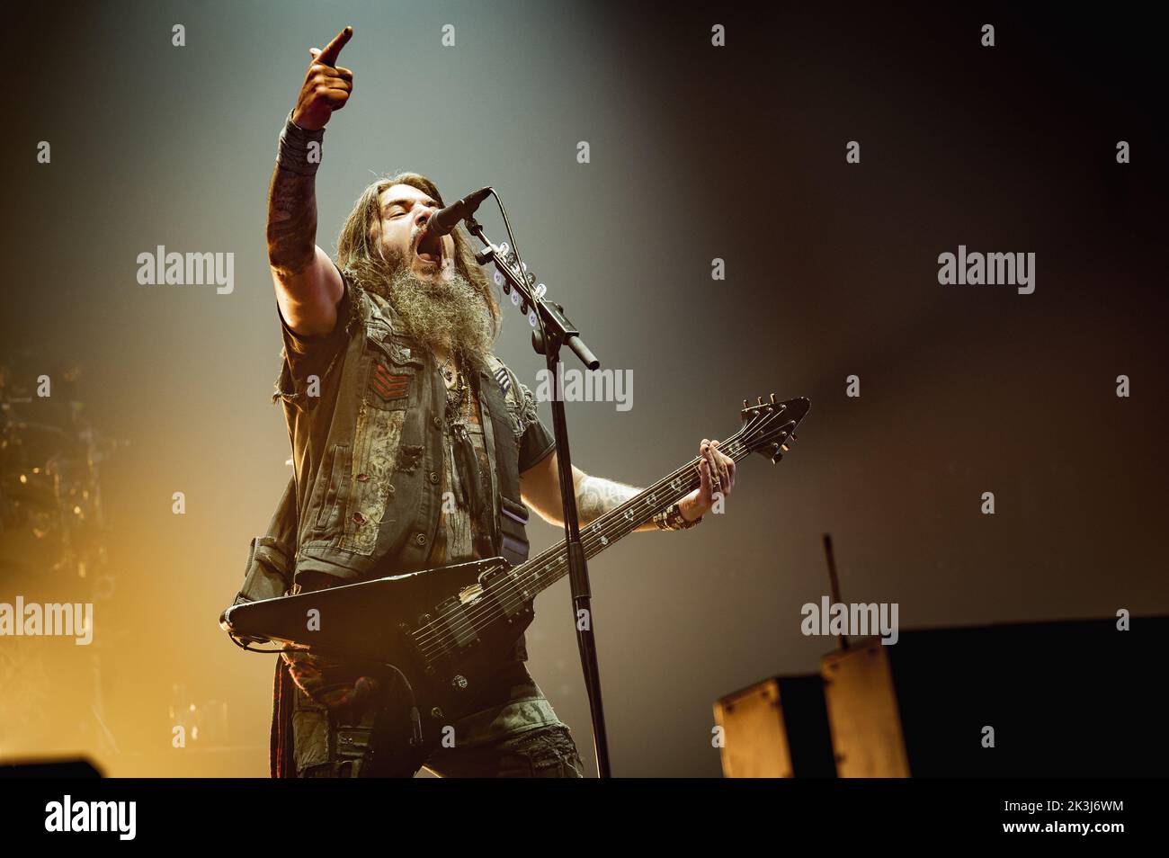 Copenhagen, Denmark. 26th Sep, 2022. The American heavy metal band Machine Head performs a live concert at Forum Black Box in Frederiksberg, Copenhagen. Here vocalist and guitarist Robb Flynn is seen live on stage. (Photo Credit: Gonzales Photo/Alamy Live News Stock Photo